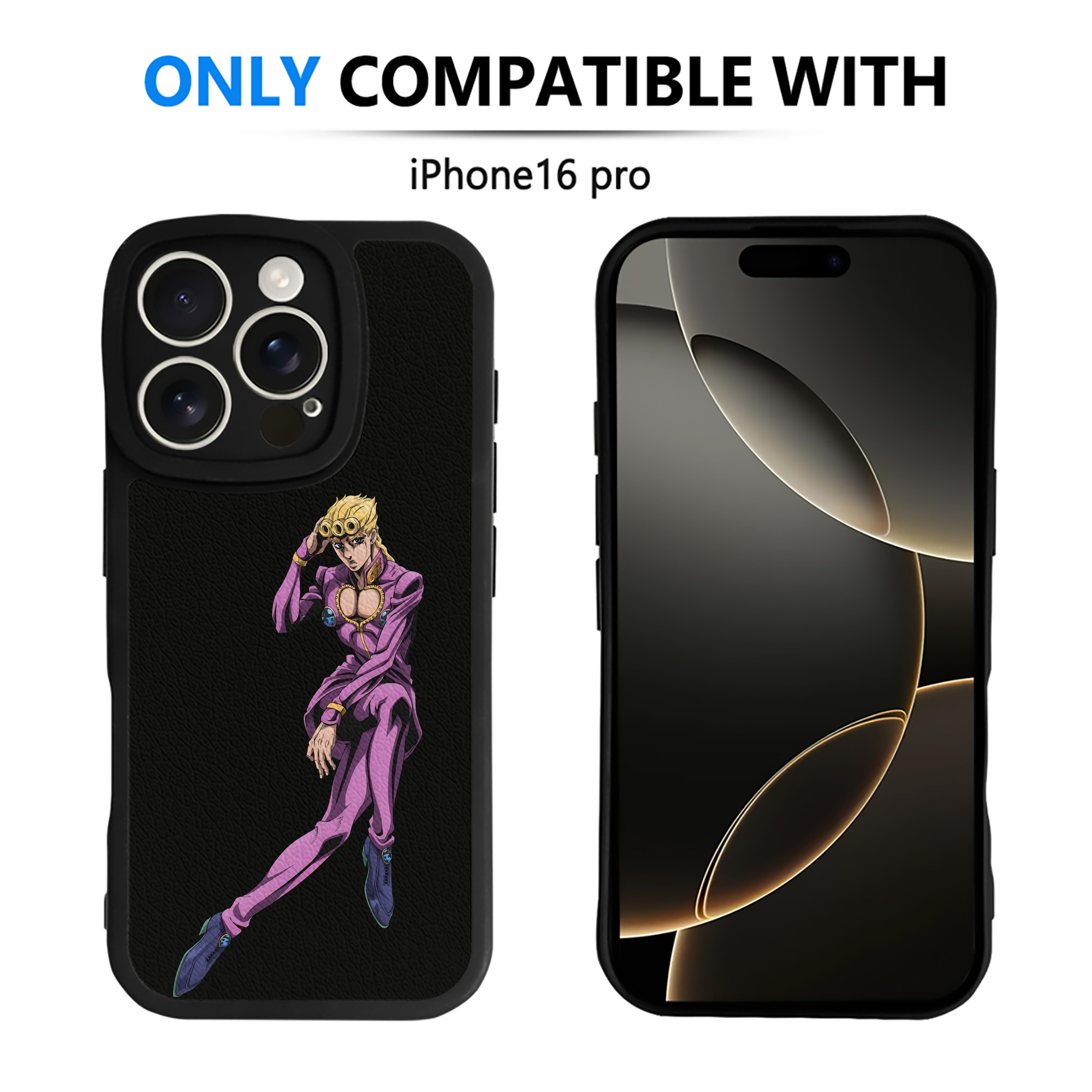 （画像用） ジョジョの奇妙な冒険 ジョルノ?ジョバァーナ JoJo's Bizarre Adventure Giorno Giovanna 【iPhone 16シリーズ対応】シリコンスマホケース（レザー調） 材質：シリコン